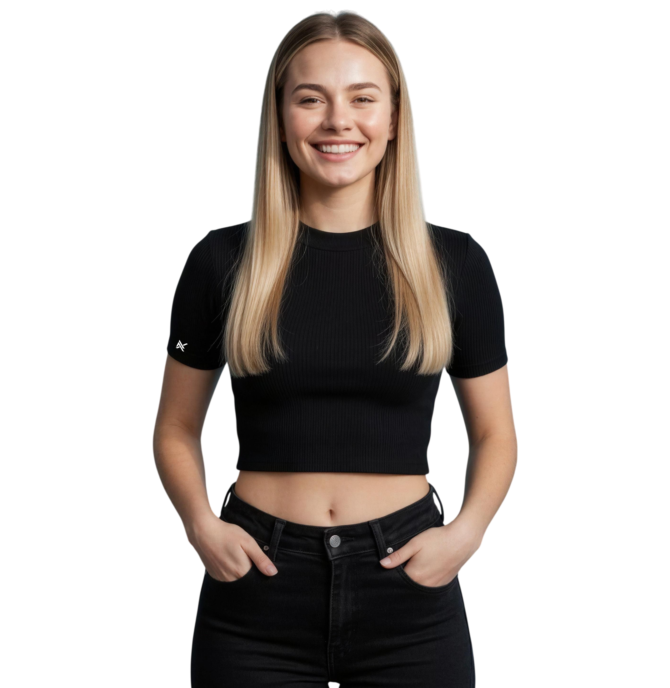 Cropped em Ribana Canelada Preto