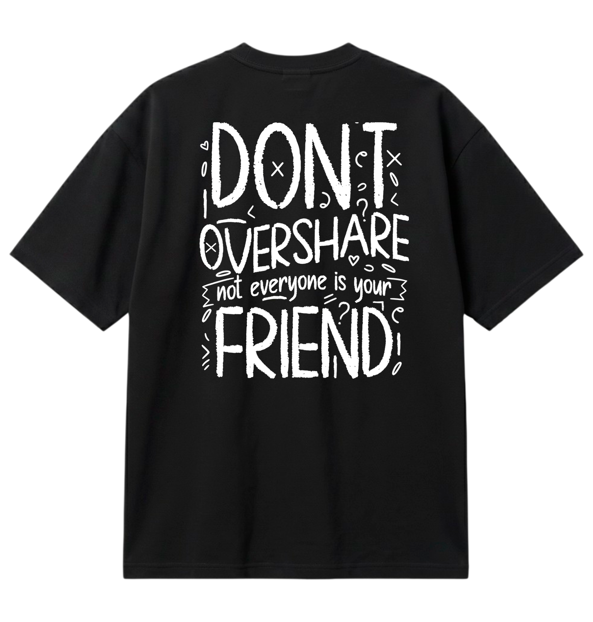 Camiseta Oversized Suedine Preta Dont Overshare