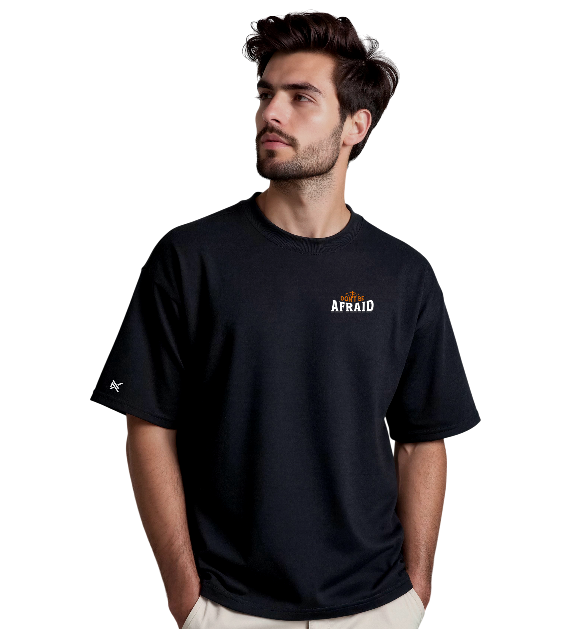 Camiseta Oversized Suedine Preta Dont Be Afraid